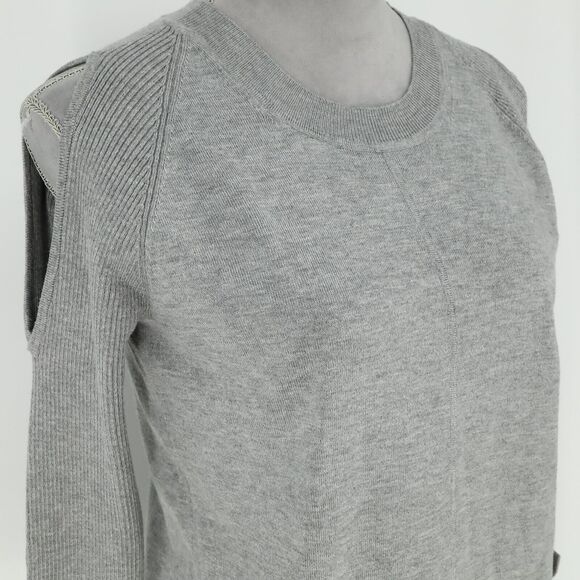 Karl Lagerfled Sweater Womens Small Gray Bell Sleeves Bows Cold Shoulder - Picture 6 of 14